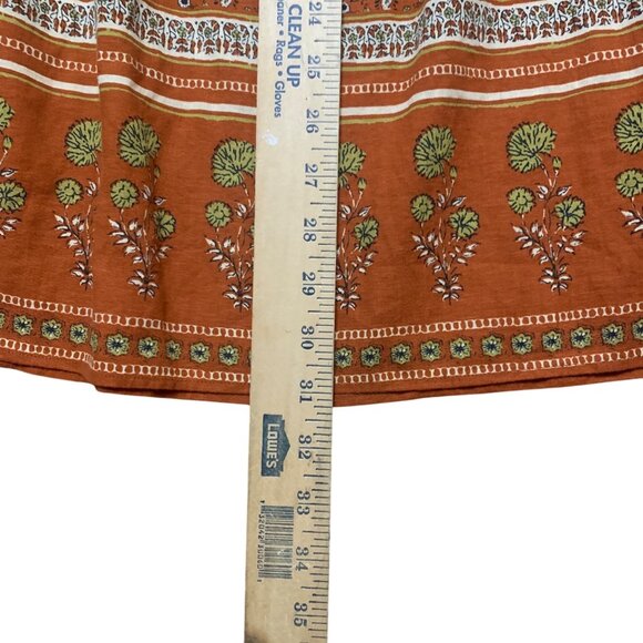 FAHERTY Harlow Linen Maxi Skirt Umber Folly Floral Brown Orange Sz XS $148 - Picture 7 of 8